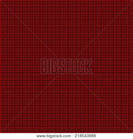 Repeated braiding of horizontal and vertical stripes creates a 3-D basket weave pattern with double and triple strands in red on a black background.