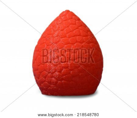 Abstract object of a green color printed by 3d printer on white background. Fused deposition modeling, FDM. Progressive modern additive technology. Isolated on white background