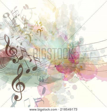 Clean music background with spots and notes symbol of inspiration