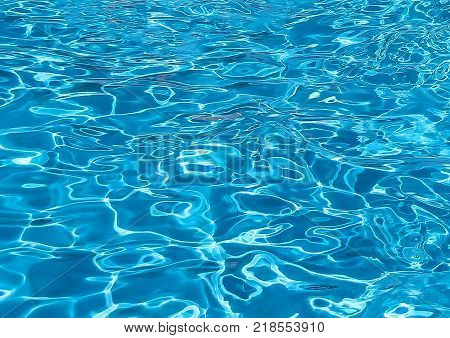 Blue water in the modern swimming pool
