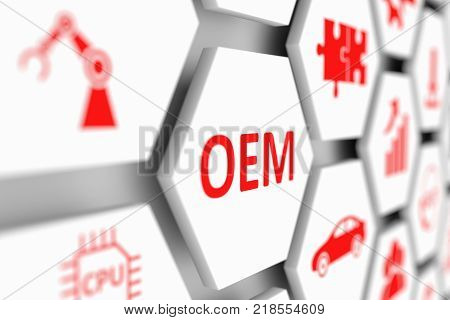OEM concept cell blurred background 3d illustration