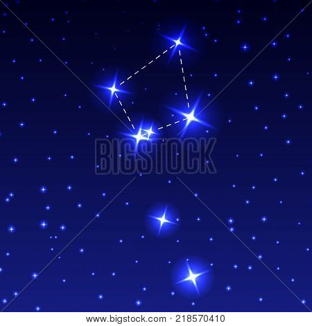 The Constellation Norma in the night starry sky. Vector illustration of the concept of astronomy