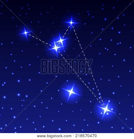 The Constellation Octant in the night starry sky. Vector illustration of the concept of astronomy