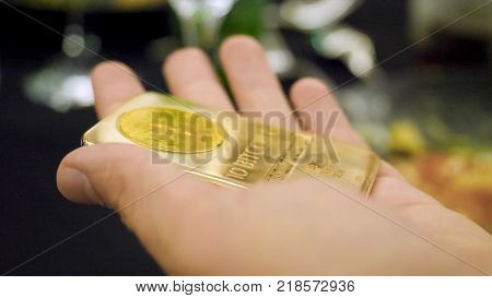 Golden Bitcoin. Btc Gold. Gold Ingot As A Ten Bitcoin 4k