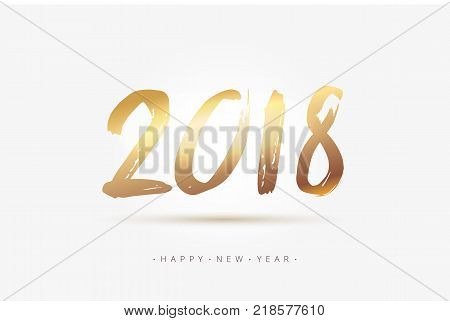 Vector stock 2018 New Year gold calligraphy. Golden numbers text 2018 in hand drawn brush style. EPS 10