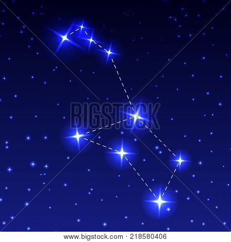 The Constellation Of Stern in the night starry sky. Vector illustration of the concept of astronomy