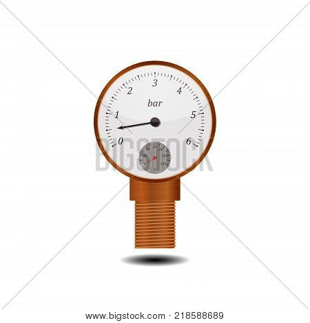 A vector image of a monometer in a realistic version with a temperature scale.