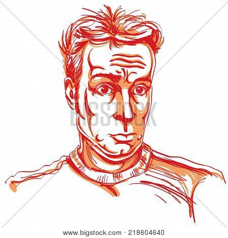 Colorful vector hand-drawn image surprised young man. Artistic illustration of shocked guy.