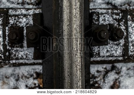 Industrial photo of railway tracks background. railstation