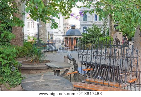 TBILISI, GEORGIA - AUGUST 07, 2013: Shardeni street is a pedestrian street in the old part of Tbilisi. Tbilisi is capital of Georgia.