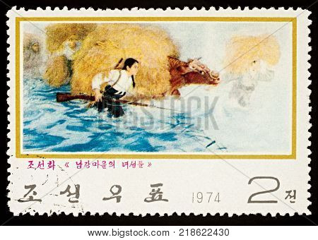 Moscow Russia - December 15 2017: A stamp printed in DPRK (North Korea) shows picture 