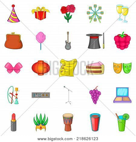 Cocktail party icons set. Cartoon set of 25 cocktail party vector icons for web isolated on white background