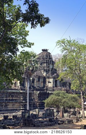 Angkor Thom terrace of the leprous king Siem Reap Cambodia