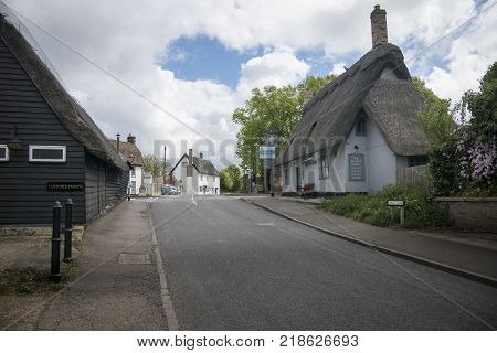 View of Long Lane in the village of Fowlmere Cambridgeshire England UK