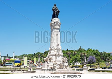 Statue from Marques de Pombal in Lisbon Portugal