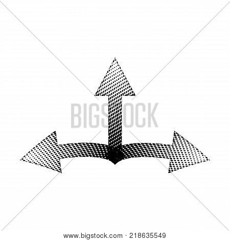 Halftone Linear Black Arrow vector icon symbol design. Illustration isolated on white background. Linear Black Dot Arrow. Vector Arrow Halftone Background.