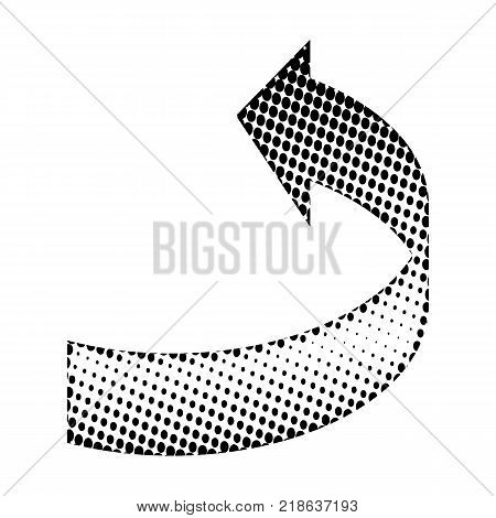 Halftone Circular Black Arrow vector icon symbol design. Illustration isolated on white background. Circular Black Dot Arrow. Vector Arrow Halftone Background.