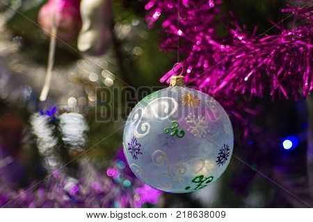 Christmas ball on Christmas tree. New year