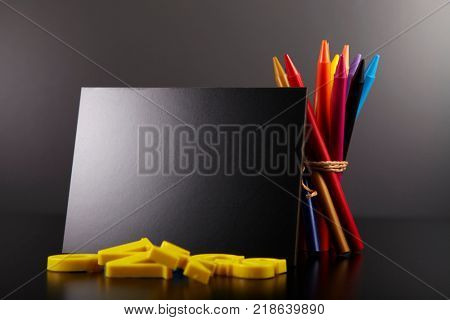 alphabet a b c and color crayon