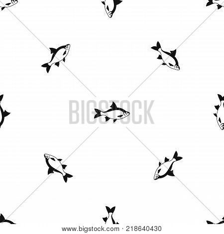 River fish pattern repeat seamless in black color for any design. Vector geometric illustration