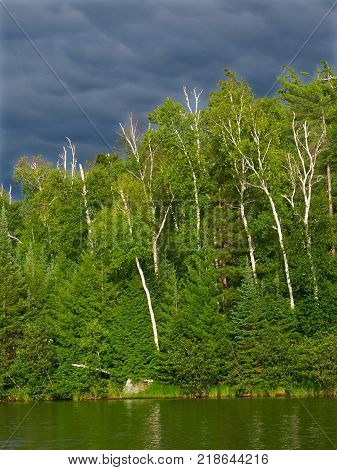 Evening view of Sweeney Lake in the beautiful northwoods of Wisconsin