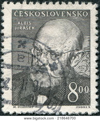 CZECHOSLOVAKIA - CIRCA 1949: A stamp printed in the Czechoslovakia shown Alois Jirasek circa 1949