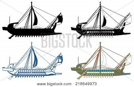 The Ancient Greek Ship Vector...