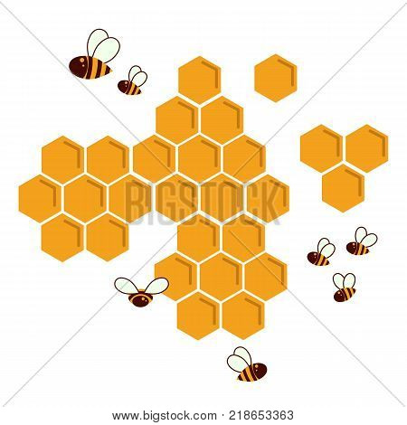 Icon bee honeycomb. Hexagon natural honey struct. Vector illustration. Insects and honey. For infographics or web