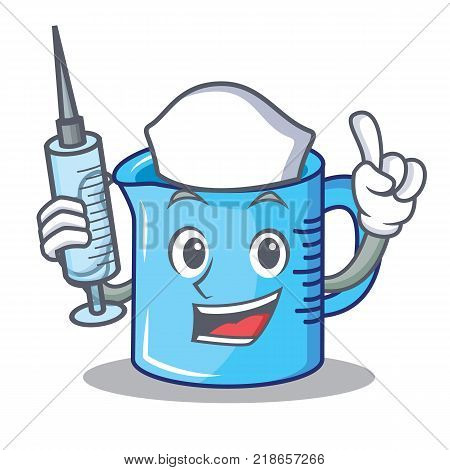 Nurse measuring cup character cartoon vector illustartion
