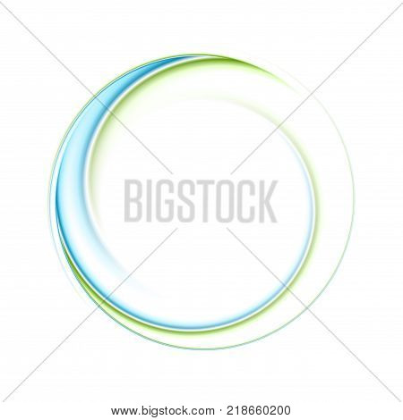 Abstract bright blue green iridescent circle logo. Vector graphic background