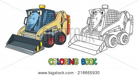 Snowthrower. Small funny vector cute car with eyes and mouth. Children vector illustration. Municipal machinery for kids