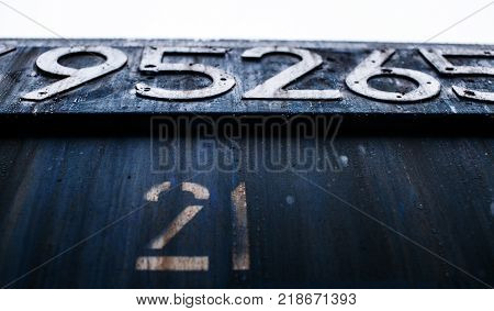 Dark blue background with digits.somewhere in railstation