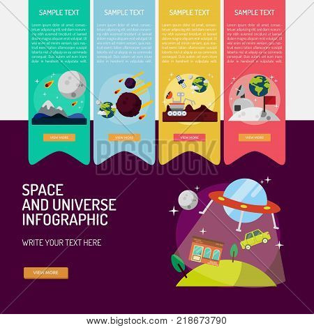 Infographic Space and Universe | Set of great infographic flat design illustration concepts for space, science, technology and much more.