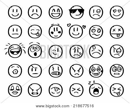 Modern outline style emoji icons collection. Premium quality symbols and sign web logo collection. Pack modern infographic logo and pictogram. Simple emoticons pictograms. vector illustration