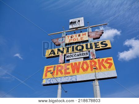 Totem Pole Trading Post Sign In Rolla.