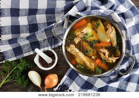 Clear Chicken Broth In A Pot