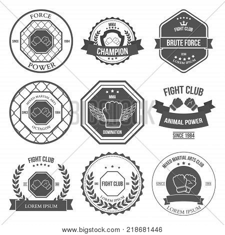 Set of Mixed Martial Arts labels, badges and design elements