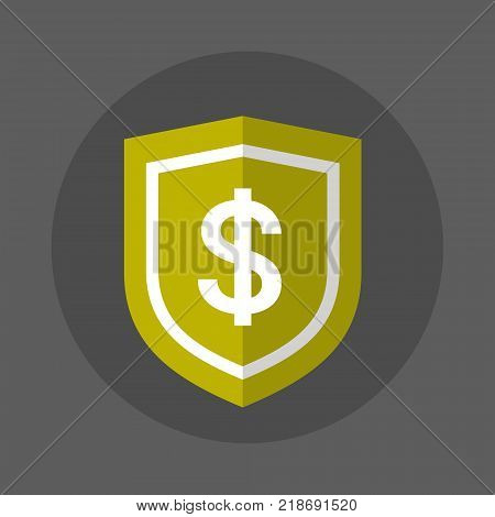 Shield With Dollar Sign Iocn Money Security Concept Flat Vector Illustration