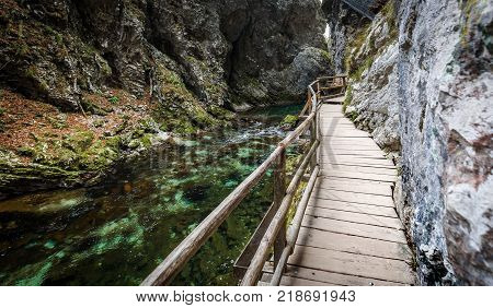 Soteska Vintgar, The Vintgar Gorge Or Bled Gorge In Slovenia.