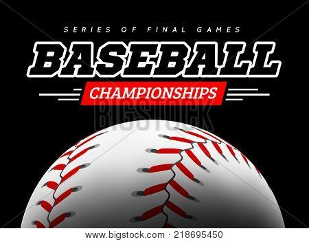 Baseball ball in the backlight on black background. Vector illustration