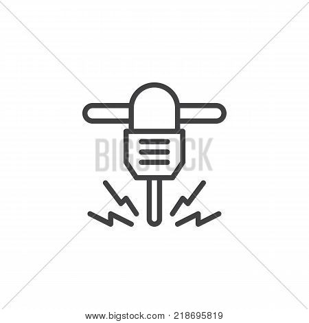 Jackhammer line icon, outline vector sign, linear style pictogram isolated on white. Hydraulic breaker symbol, logo illustration. Editable stroke