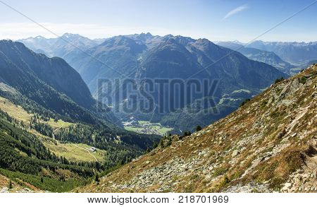 Mountains and peaks landscape, natural environment. Hiking in the alps. Tirol, Austria, Europe
