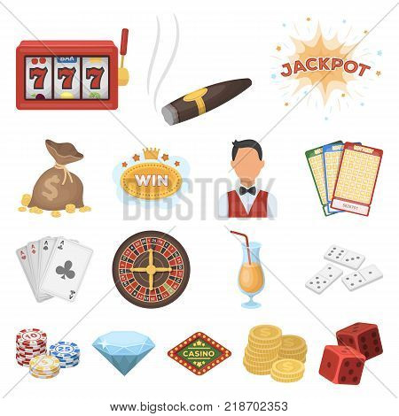 Casino and gambling cartoon icons in set collection for design. Casino and equipment vector symbol stock  illustration.