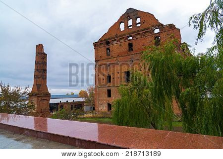 Gergardt mill - building of a steam mill of early XX century, destroyed in Battle of Stalingrad during Second World War. Volgograd, Russia