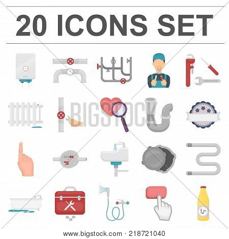 Plumbing, fitting cartoon icons in set collection for design. Equipment and tools vector symbol stock  illustration.