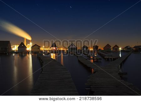 Bokodi lake the sunset in the Hungary