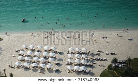 View From The Hotel In Dubai At The Pool And The Beach With The Ocean The Incredible Feeling. The Co