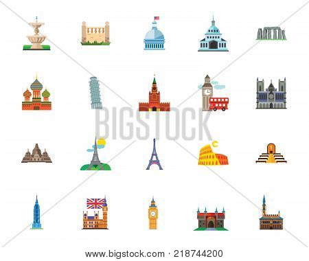 Sightseeing icon set. Can be used for topics like travelling, journey, building, architecture