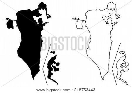 Bahrain map vector illustration , scribble sketch Kingdom of Bahrain