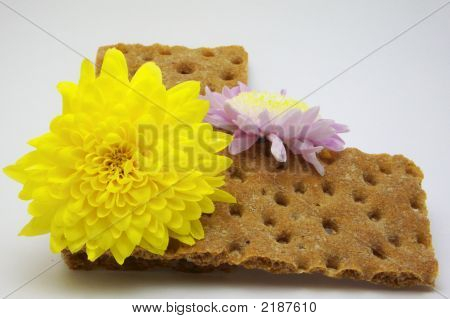 2 つの花と 2 つの Crispbreads